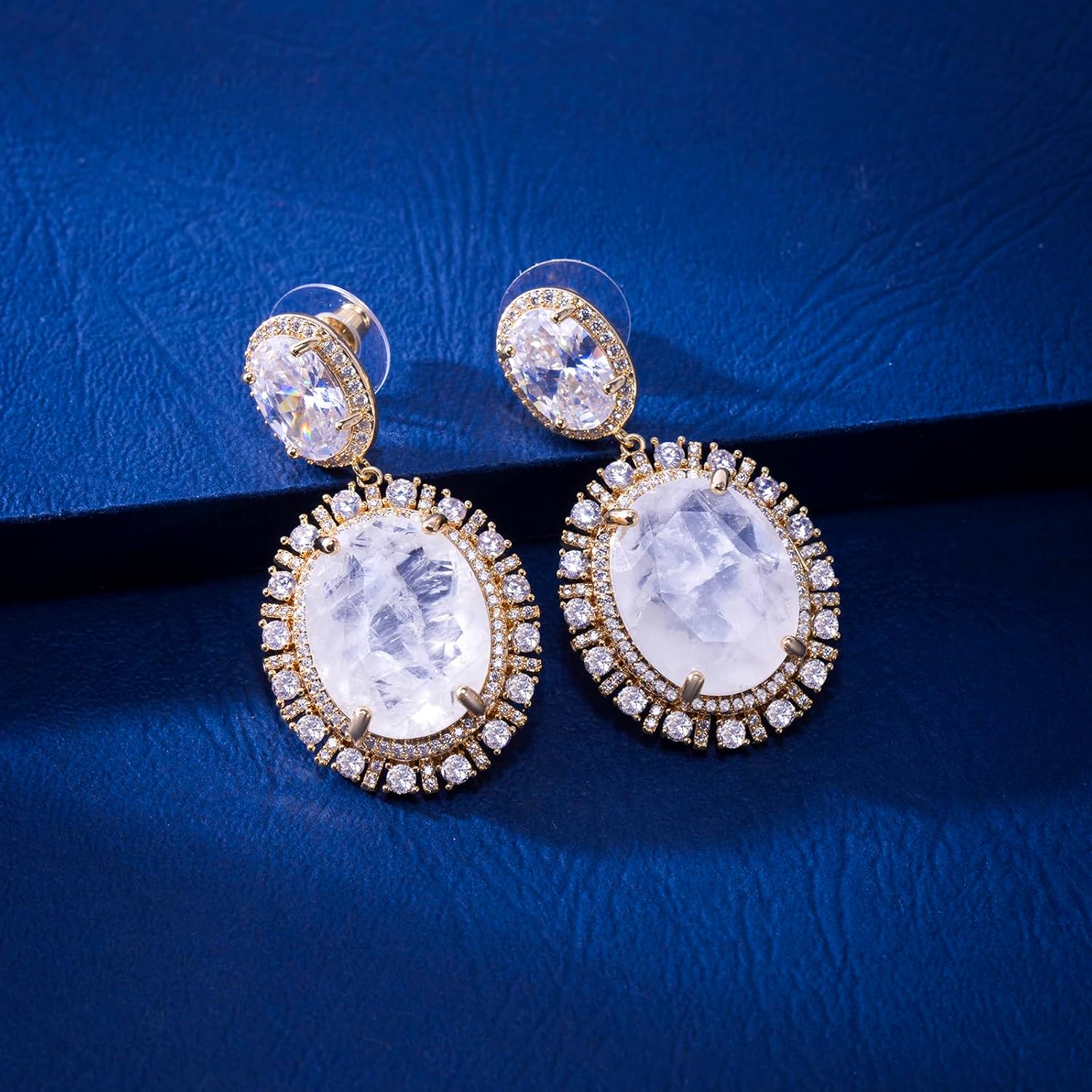 Elegant Colored Gemstones Drop Dangle Earrings for Women Oval Crystal Cubic Zirconia Hypoallergenic Earrings fashion Jewelry Gift for Wedding Prom Party - Image 6