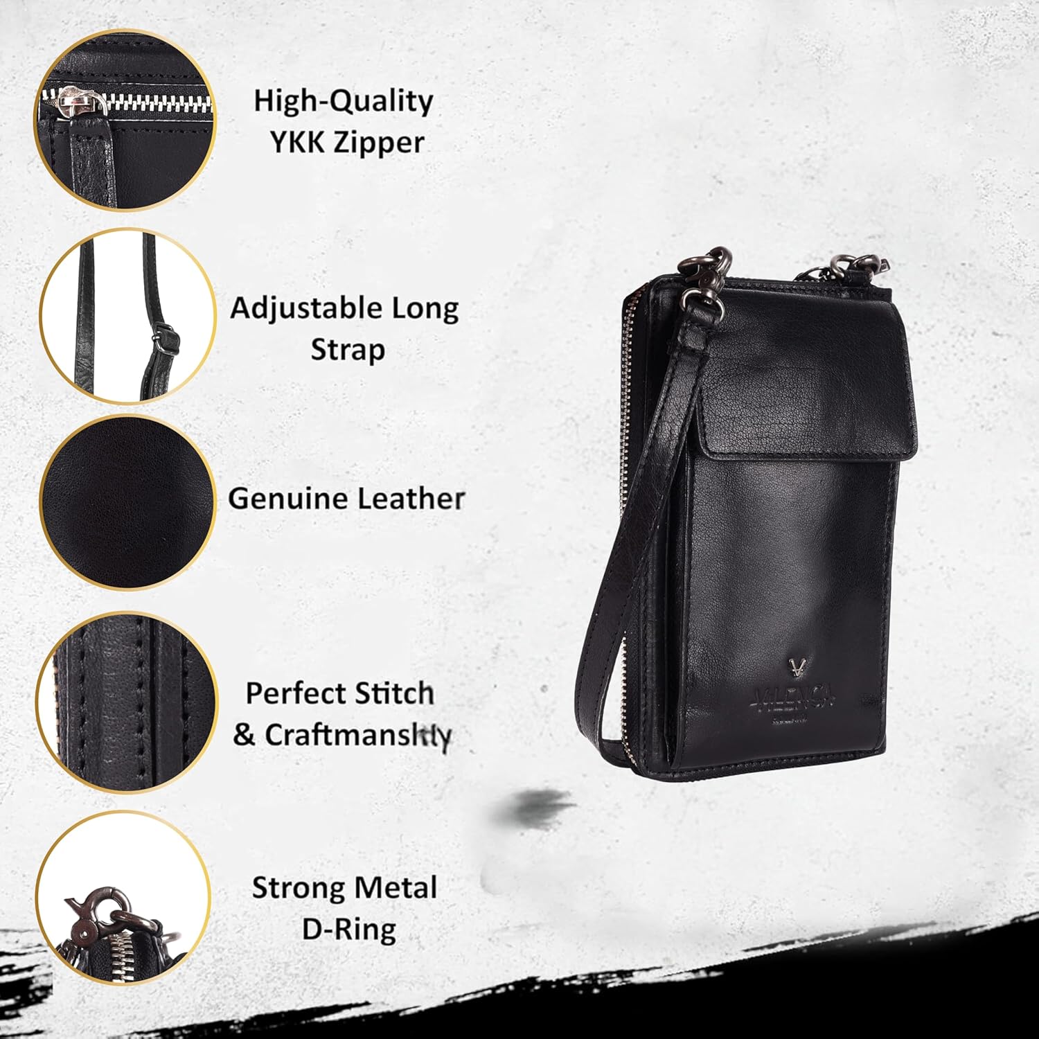 Genuine Leather Small Leather Crossbody Bags For Women Cell Phone Purse, Trendy Casual with adjustable strap - Image 2