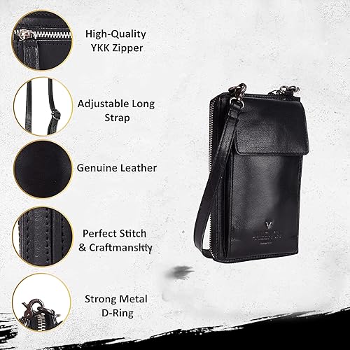 Miniatura 2 de Bolsos cruzados de cuero genuino pequeños para mujer monedero del teléfono celular, moda casual con correa ajustable