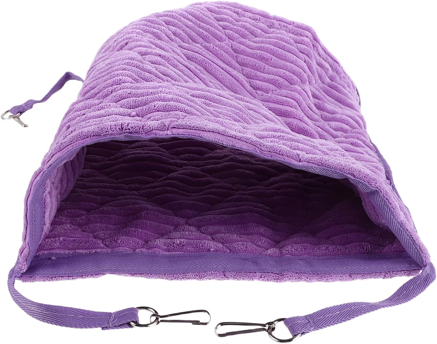 Plush Pet Nap Sack Hanging Small Warm Hammock Bed for Ferret Rat | Purple, Cage Accessory with Metal Hooks, Lightweight and Easy Maintenance