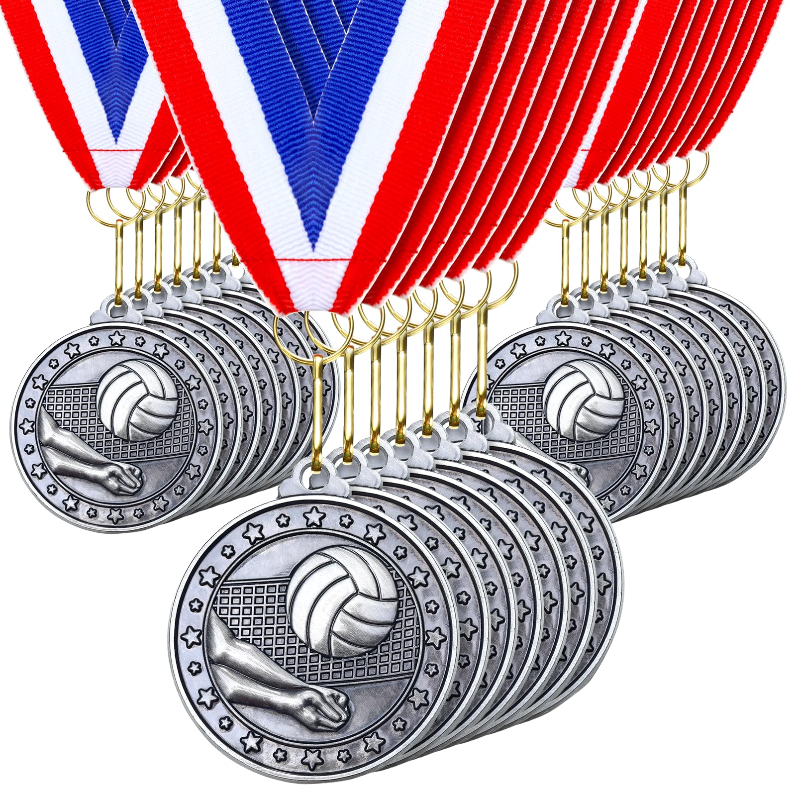 Remuuly 60 Pcs Gold Award Medals 2 Inch Soccer Baseball Volleyball Football Cheer Trophy Medals Metal Awards Bulk with Neck Ribbons Trophy Prize Gifts for Sports Competitions