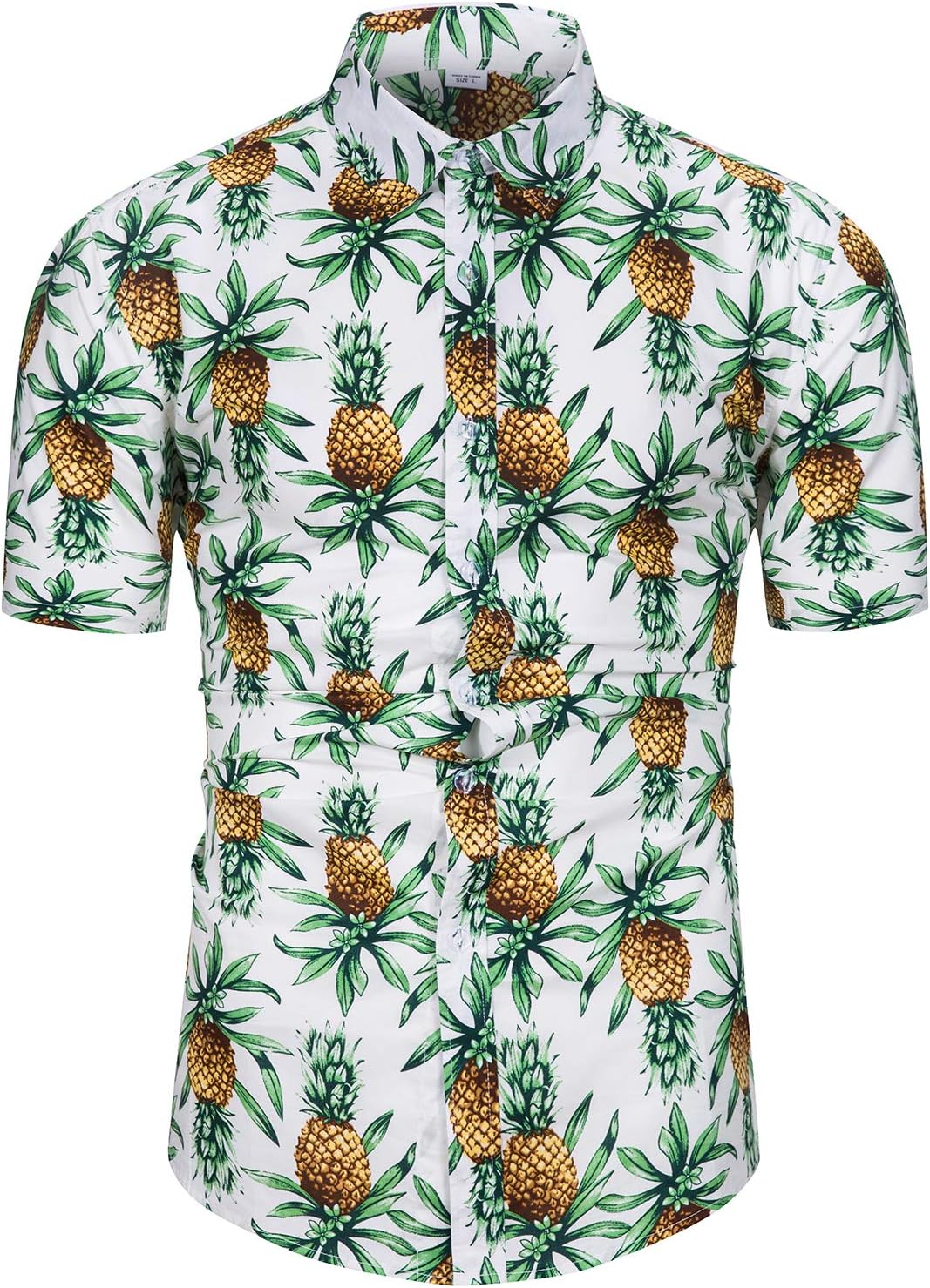 TUNEVUSE Mens Flower/Pineapple/Bird Print Hawaiian Short Sleeve Shirt Casual Button Down Tropical Shirt