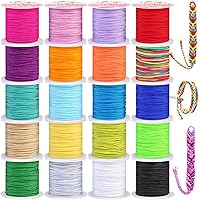 Cridoz 20 Rolls Nylon Chinese Knotting Cord - 20 Vibrant Colors, 0.8mm Beading Thread for Kumihimo Bracelets, Macrame, Jewelry Making