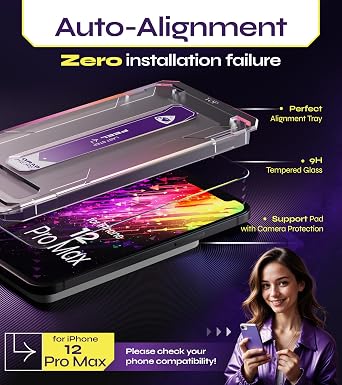Defenslim for iPhone 12 PRO MAX Screen Protector (2Pack), Easy Auto-Dust & Align Install Kit, 6.7 Tempered Glass, 9H Hardness, Ultra HD Clear, Case Friendly, WonderShield