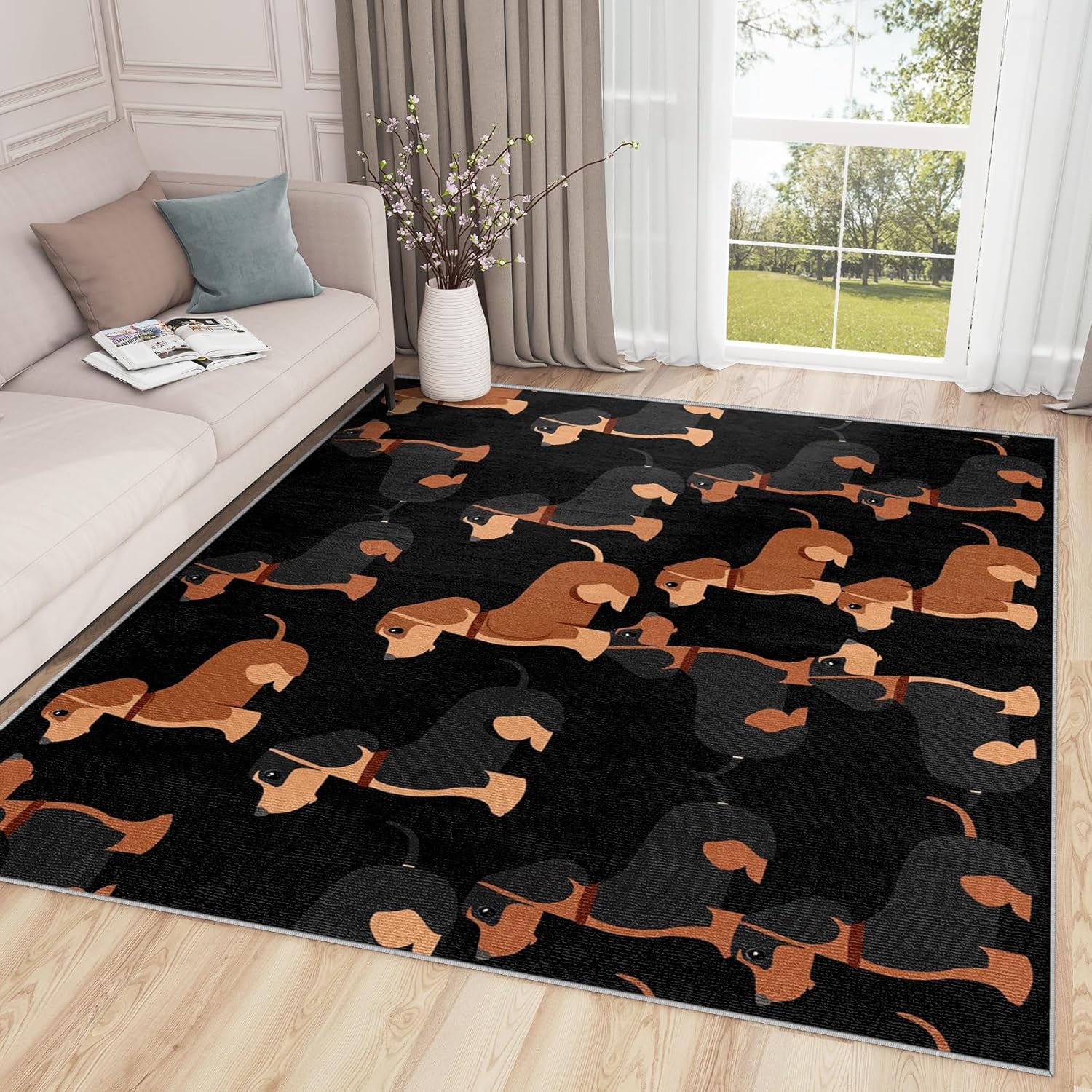 Dachshund Rugs Non Slip - 2x3 Rug - Dachshund Rug - Cute Sausage Dog Area Rug - Wiener Dog Rugs - Puppy Dog Lover Carpet - Home Decor