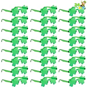 JOYIN 24 PCS St Patricks Day Sunglasses Shamrock St Patrick Accessories Shamrock Glasses Clover Eyewear Party Favor Supply