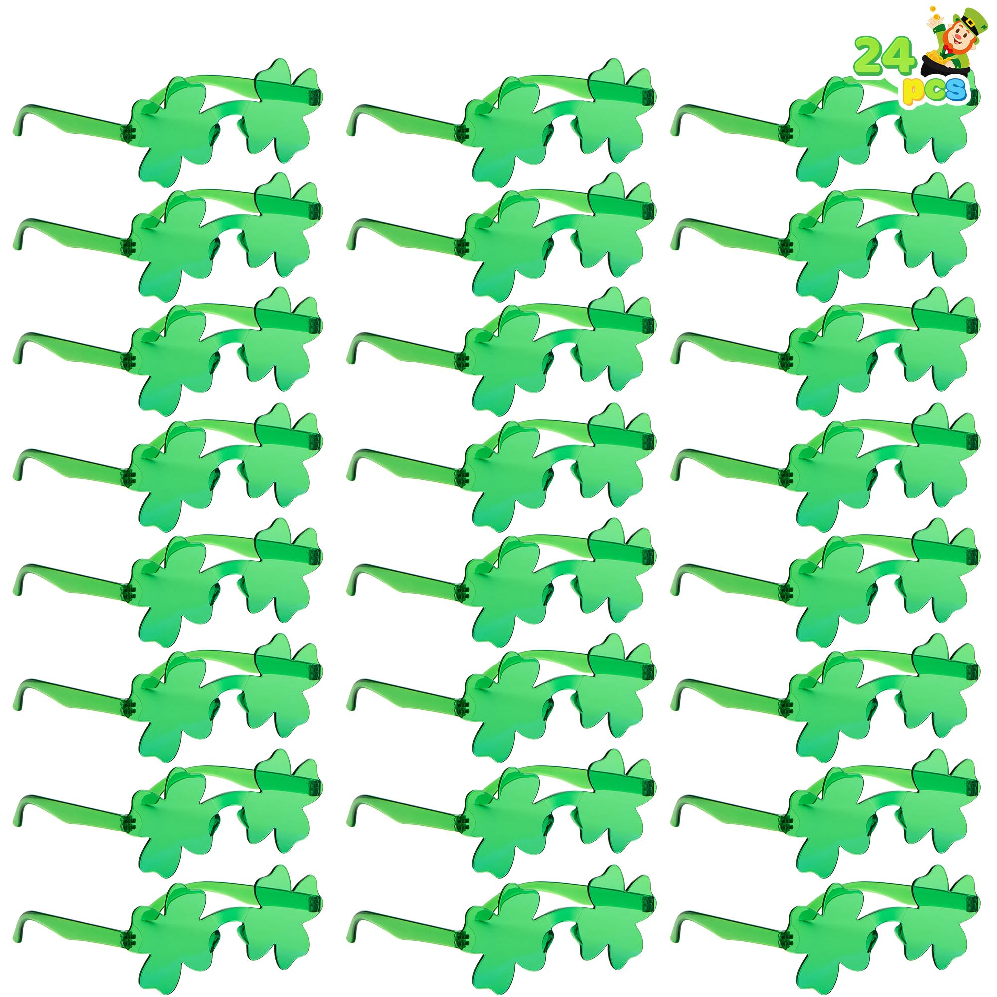 JOYIN 24 PCS St Patricks Day Sunglasses Shamrock St Patrick Accessories Shamrock Glasses Clover Eyewear Party Favor Supply