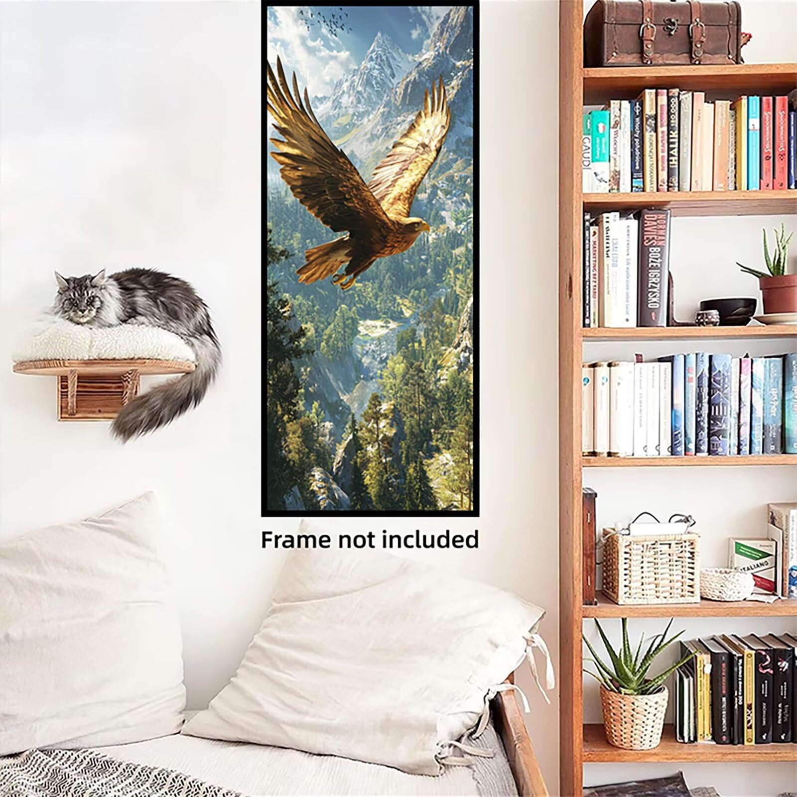 Malen Nach Zahlen 50x150cm Leinwand Tier Malen Nach Zahlen Erwachsene mit Ohne Rahmen, DIY Kreativ Set für Erwachsene mit Pinseln und Acrylfarbe, Zimmer Deko Adler 1 Landschaft Geschenk, P0M-986