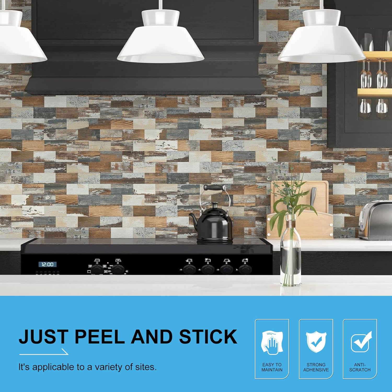 Peel and Stick Backsplash, 10Sheet Peel and Stick Wall Tiles PVC