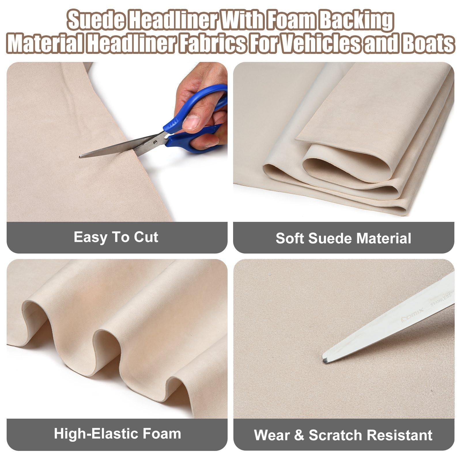 Dakhemelstof, 250 cm x 150 cm, zwart, autohemelstof, suède-look, kunstleer met 4 mm schuimrubberen achterkant, binnenbekleding, bekleding voor auto, caravan, boot, camper, doe-het-zelf