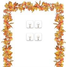 DearHouse 2 Pack Fall Garland Maple Leaf, 5.9Ft/Piece Hanging Vine Garland Artificial Autumn Garland Thanksgiving Decor for Home Wedding Fireplace Party Christmas (Yellow)
