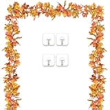 DearHouse 2 Pack Fall Garland Maple Leaf, 5.9Ft/Piece Hanging Vine Garland Artificial Autumn Garland Thanksgiving Decor for Home Wedding Fireplace Party Christmas (Yellow)