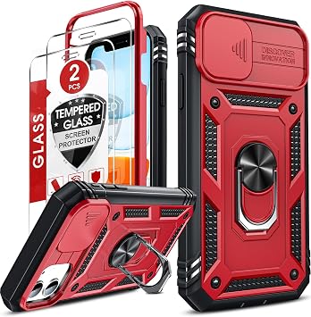 LeYi for iPhone 11 Phone Case with Camera Cover Slider,RedBlack