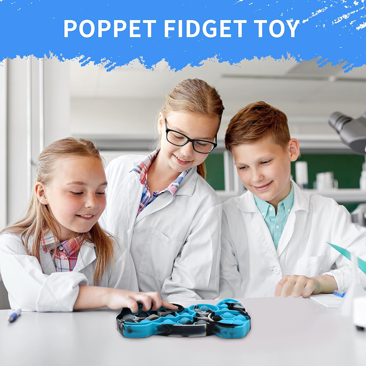 Gamepad Tie Dye Push Pop Pop Fidget Toy, Stress Relief Pop Game for Autism ADD and ADHD Special Needs Anxiety, Popper Fidgets Toys for Girls and Kids (Blue Camouflage)