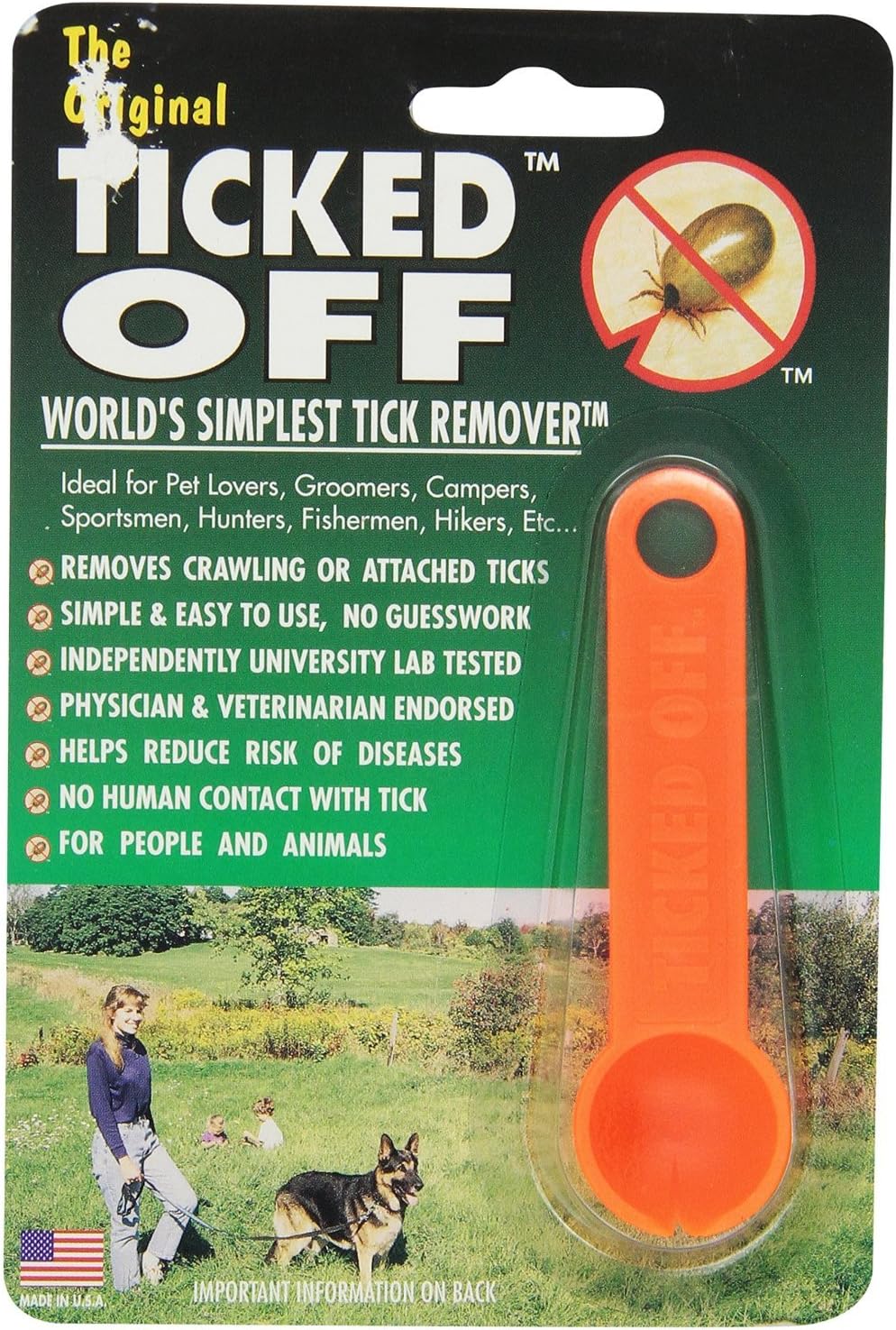 Orange Simple Tick Remover for Dogs Cats Puppies Kittens & Humans Orange