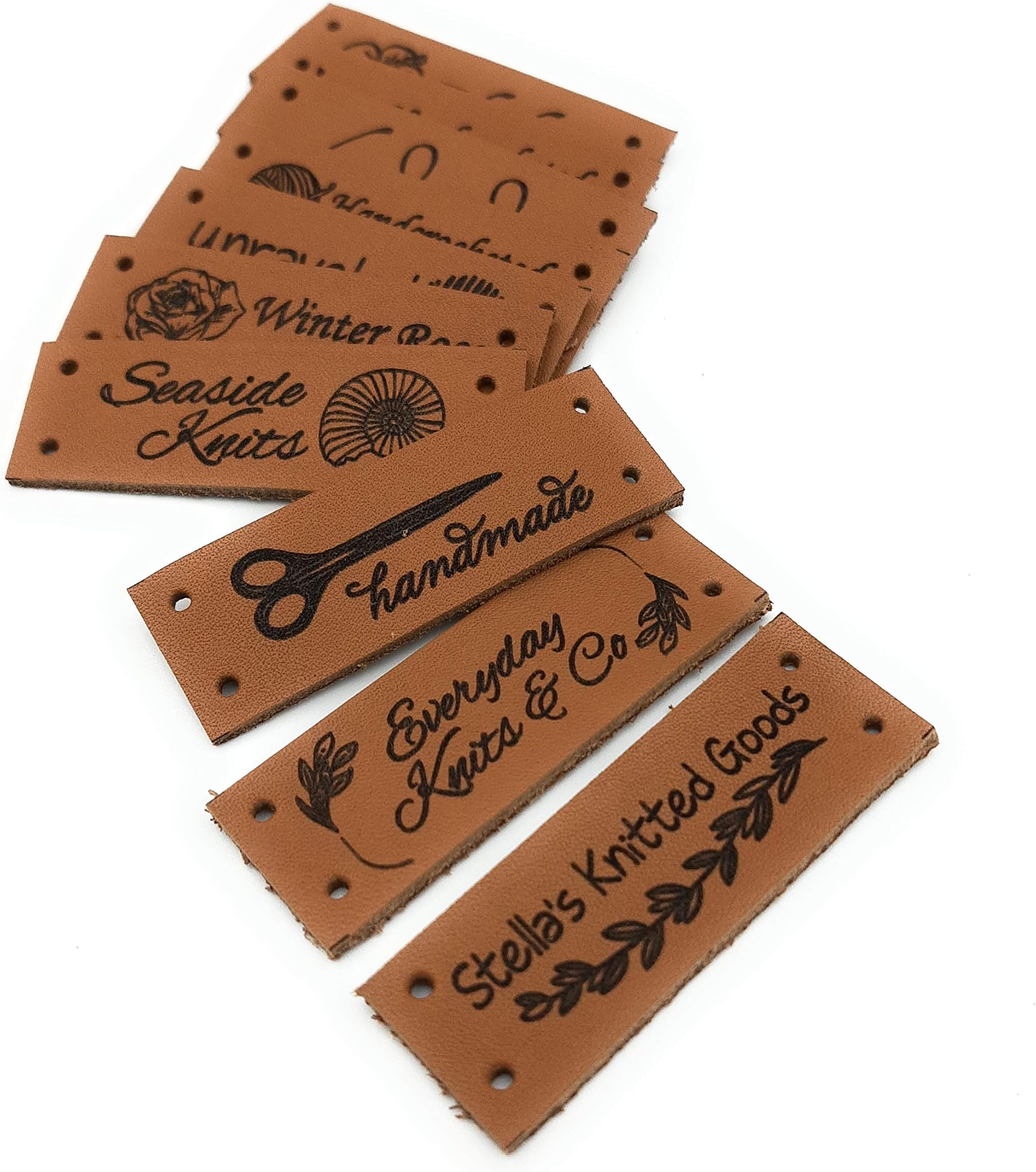Leather labels, custom clothing labels, personalized labels, care labels, labels for knitted products, custom label tags, set of 25