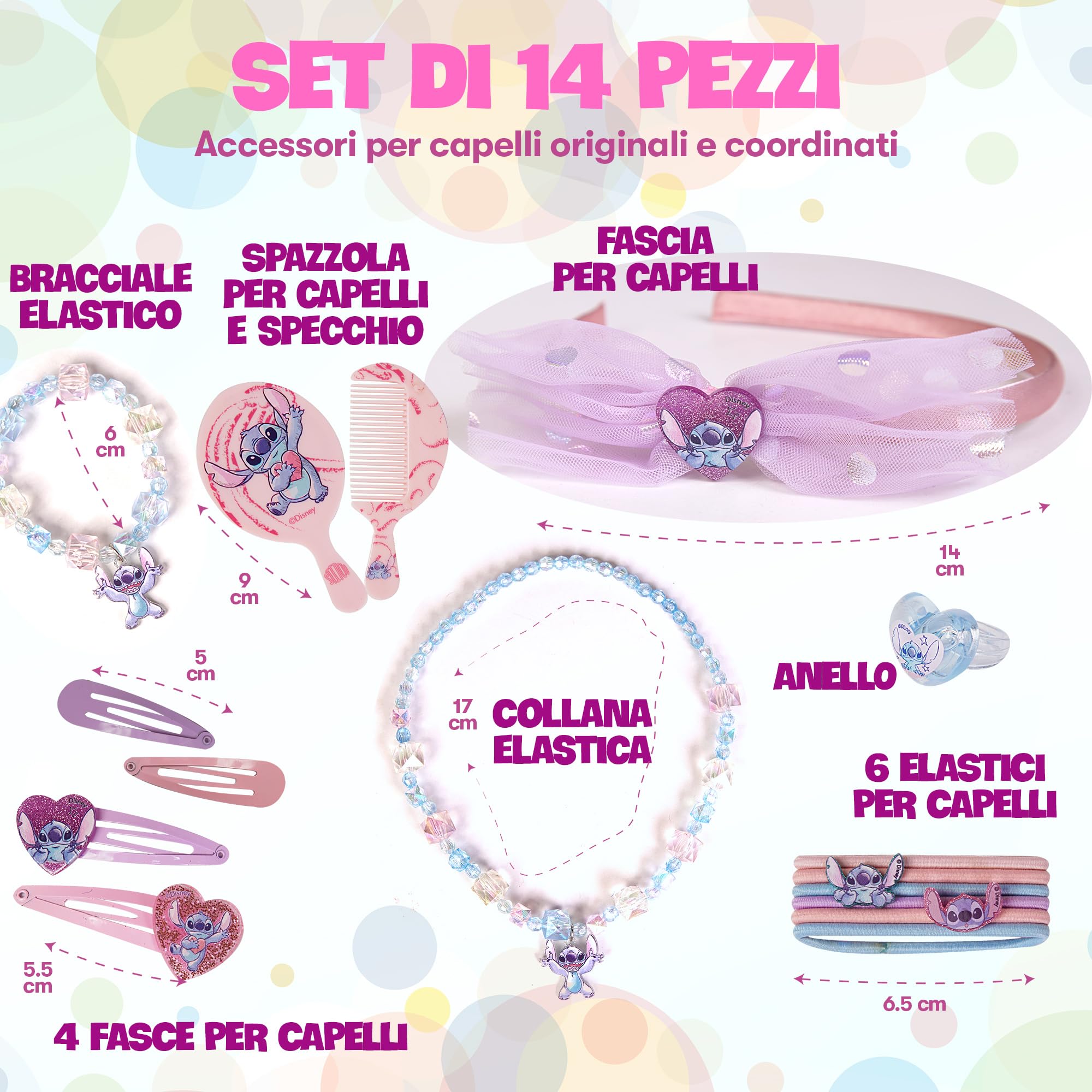 Disney - Spazzola Capelli Stitch, Bracciale e Gioielli Stitch Bambina - Collana e Accessori Stitch - Stitch Regalo Bambina