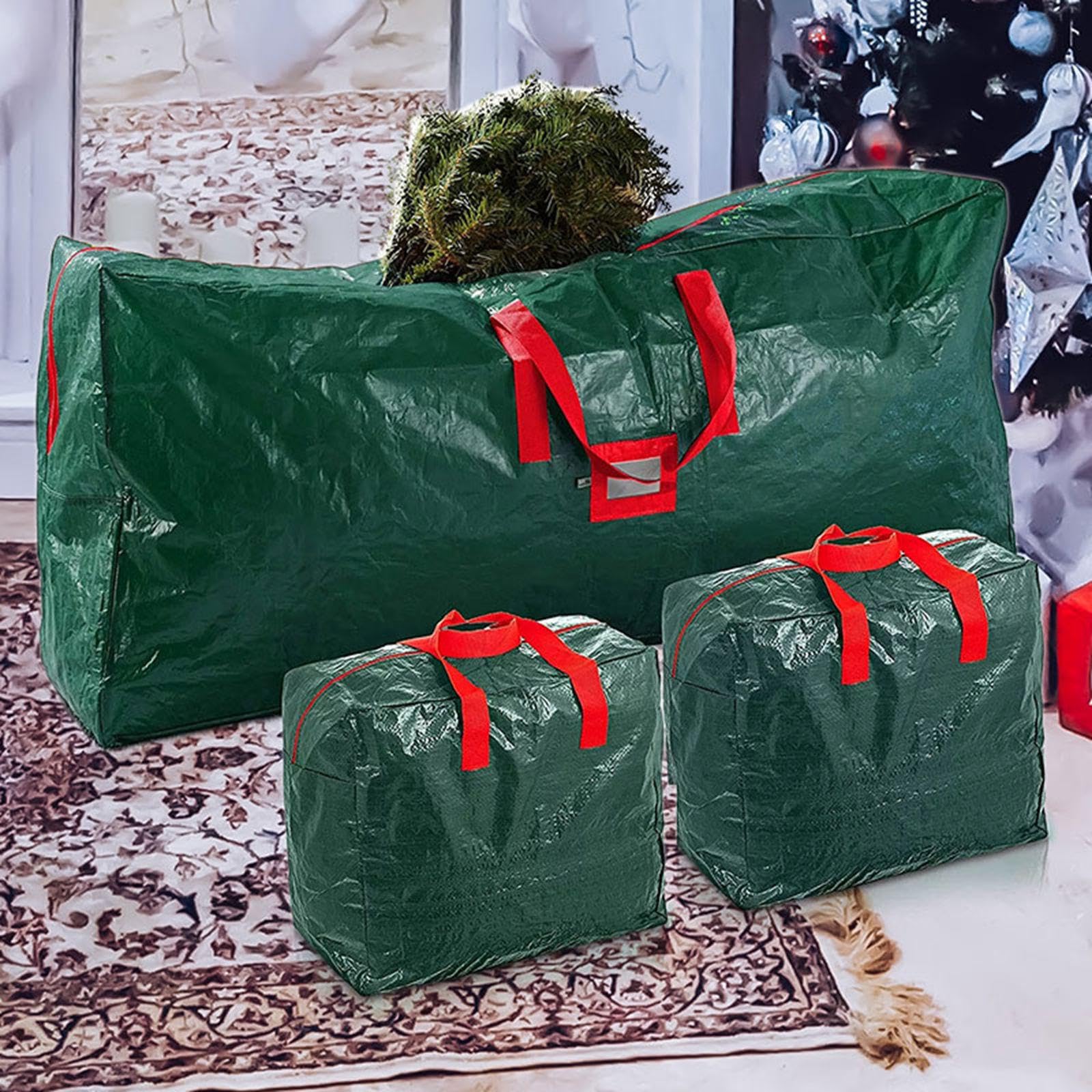 3 pezzi/set contenitore per albero di Natale artificiale, borsa portaoggetti, resistente, con maniglie per il trasporto, impermeabile