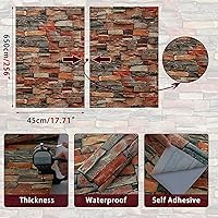 Vista 2 de ConCus-T Papel tapiz de ladrillo de 17.72 x 255.91 pulgadas, autoadhesivo extraíble, papel de contacto decorativo 3D para pared, chimenea, cajón