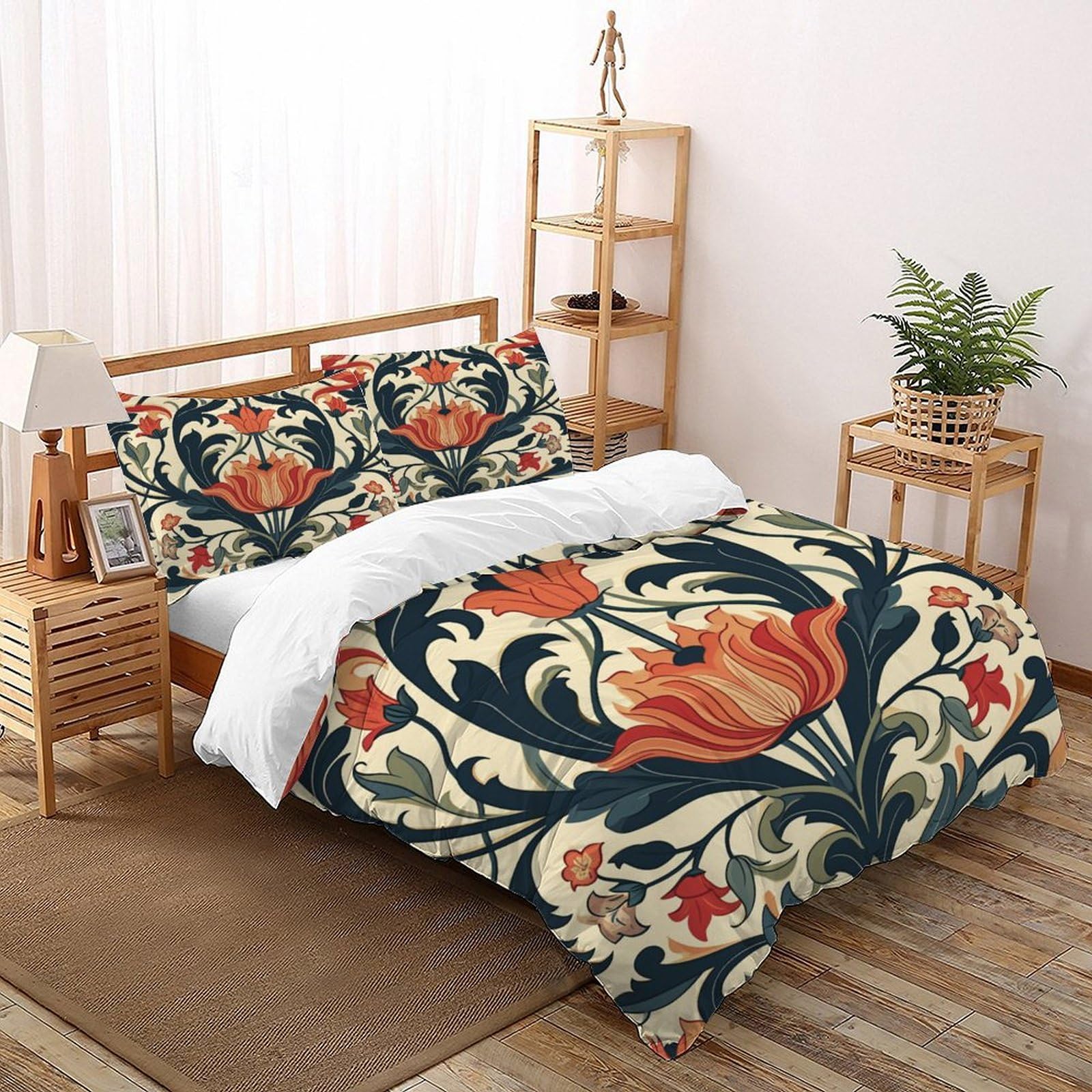 Parure de couette mandala 200x200cm en microfibre avec 2 taies d'oreiller pour lit double