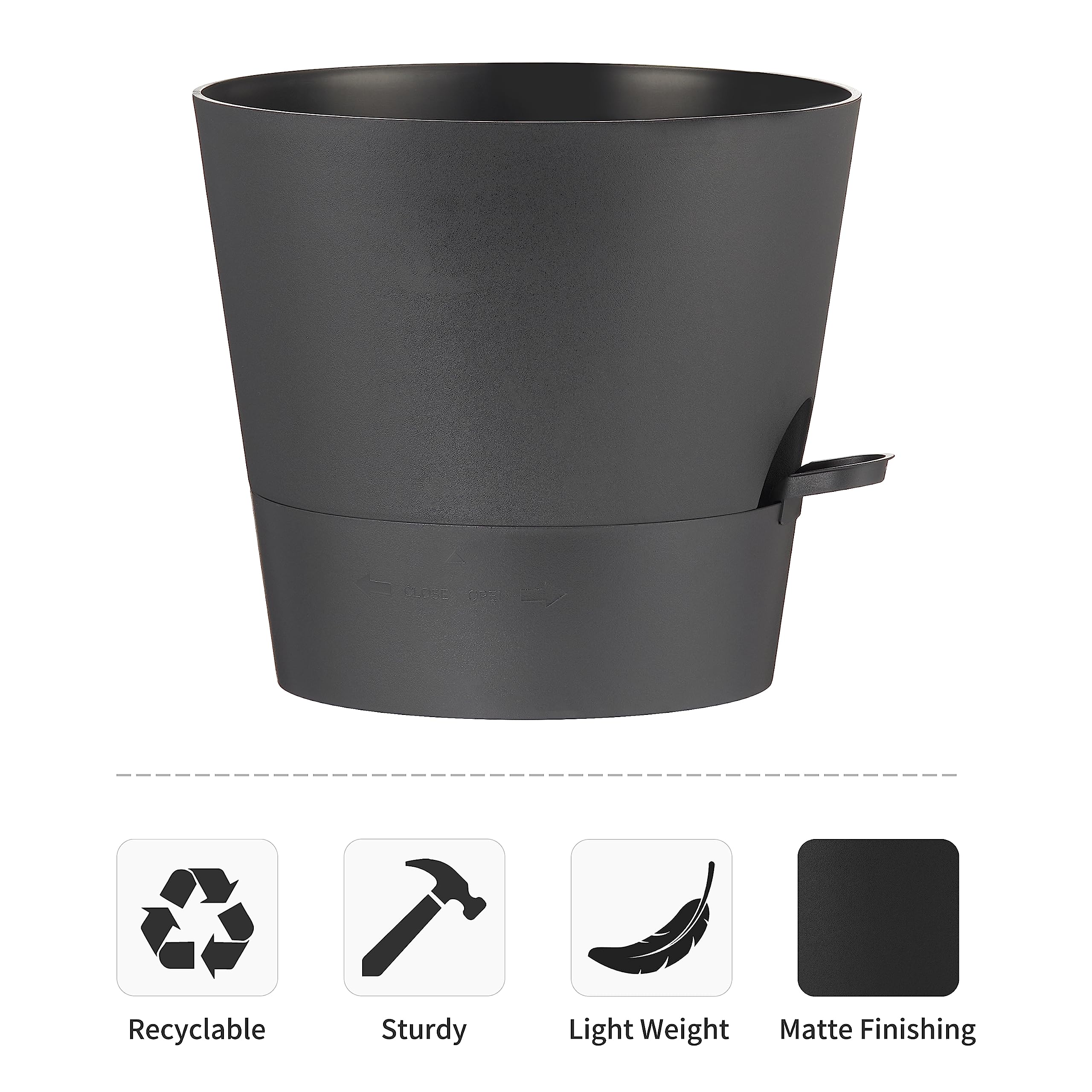 FaithLand Paquete de 2 macetas de 10 Pulgadas para Plantas de Interior y Exterior, macetas de riego automático con depósito Profundo, Color Negro