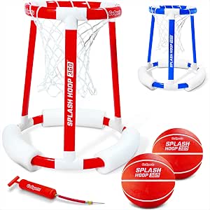 GoSports Splash Hoop 360 Floating Pool Basketball Game - Includes Hoop, 2 Water Balls, and Pump