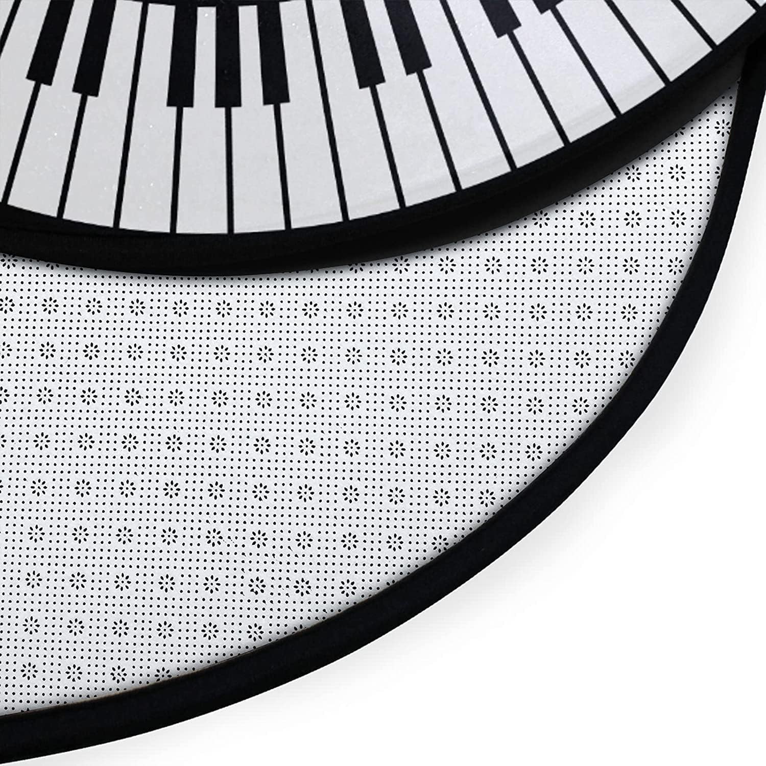 Music Round Area Rug Piano Notes Doormat Non-Slip Floor Mat Round Area Rug Carpet for Bedroom Living Room Study Playing Carpet, 4' Diameter