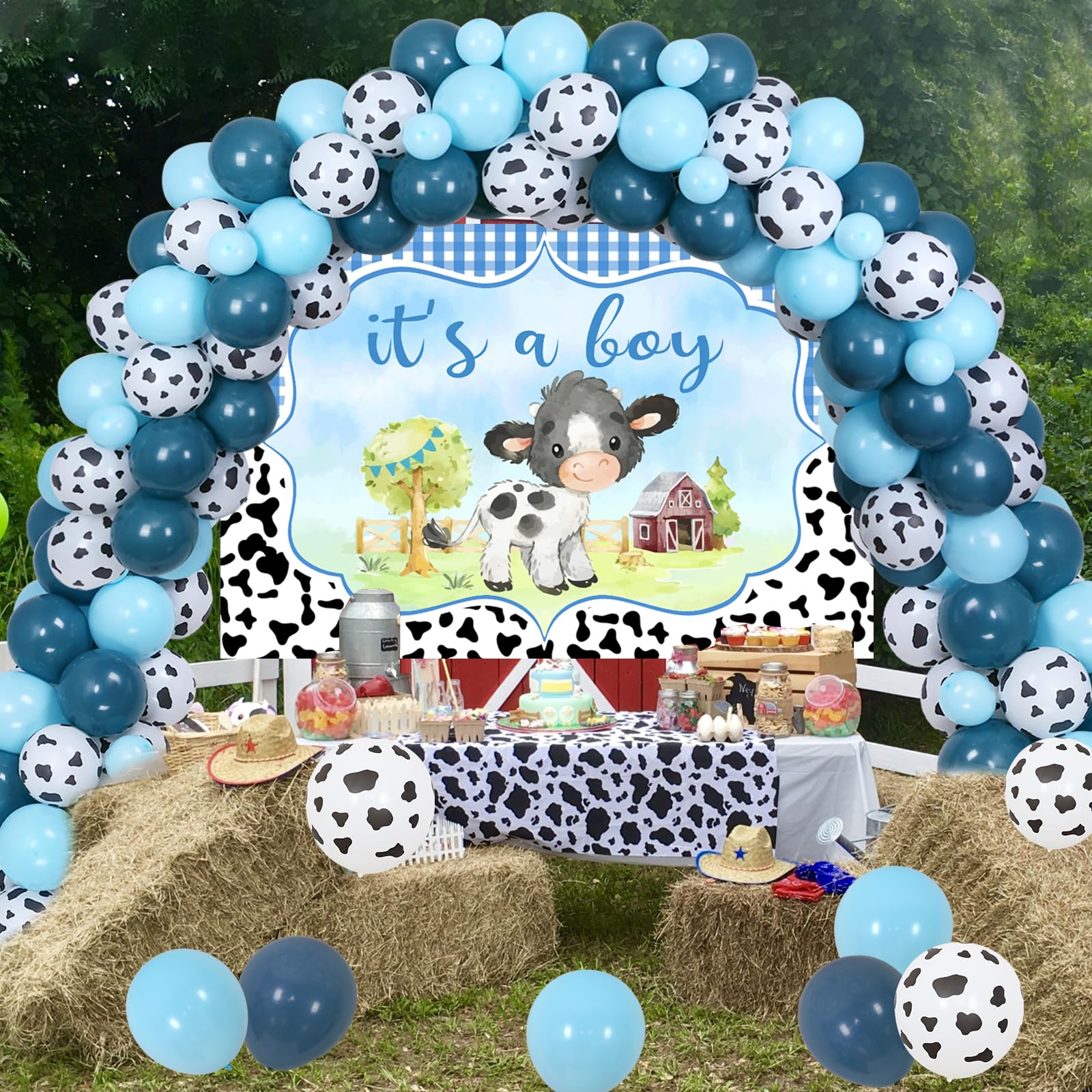 It's A Boy Baby Shower Decorations Kit - Farm Animal Backdrop & Balloons For Cowboy Theme Party