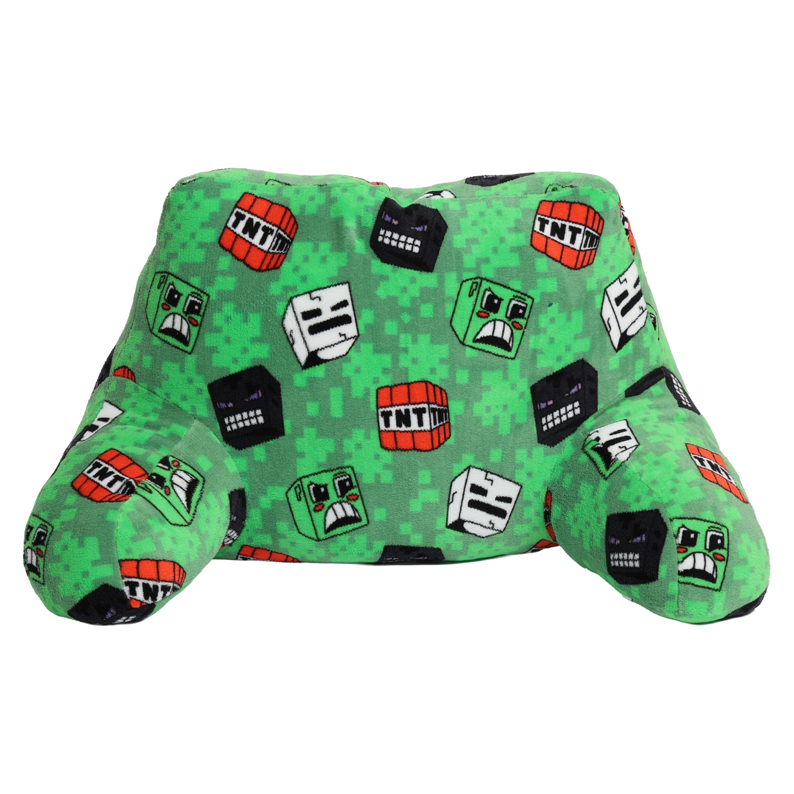 Minecraft Officially Licensed Cuddle Cushion | Super Soft Green Chair Style Arm-Rest Pillow | Ultra Comfy | Grounds Design | Perfect For Any Bedroom, on the Sofa