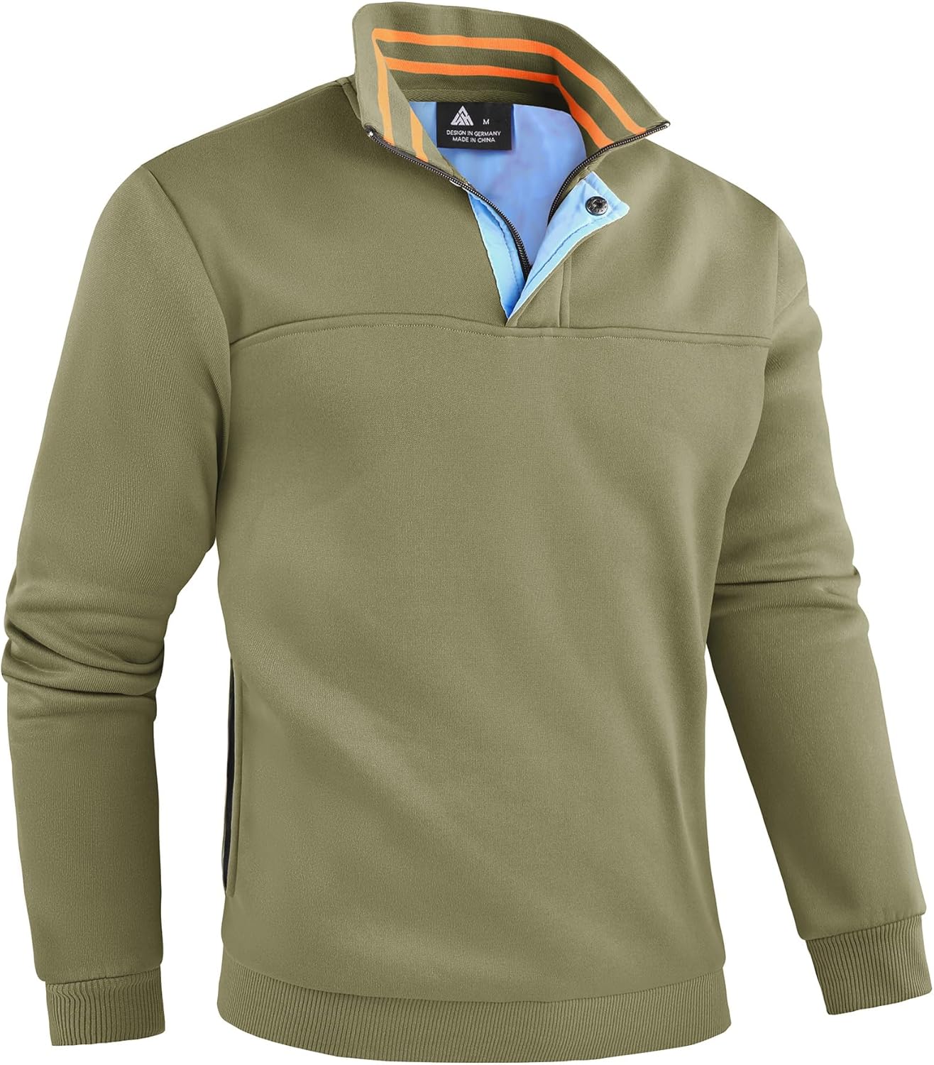 ZITY Mens Quarter Zip Pullover Fleece Lined Long Sleeve Casual Sweatshirts with Side Pockets