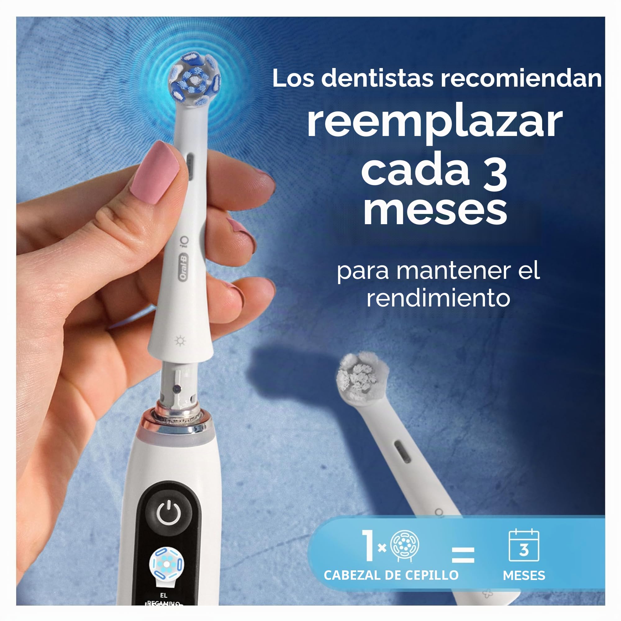Oral-B - Juego de 8 cepillos de repuesto para cepillos limpios, automáticos, blancos, cepillado profundo, eliminación de placa dental, cepillo redondo para cepillos eléctricos oral B iO