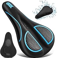 Vista 11 de Cojín de asiento de bicicleta acolchado de gel extra suave y cómodo para hombres y mujeres, cómodo, con pelotón estacionario, ejercicio, bicicletas