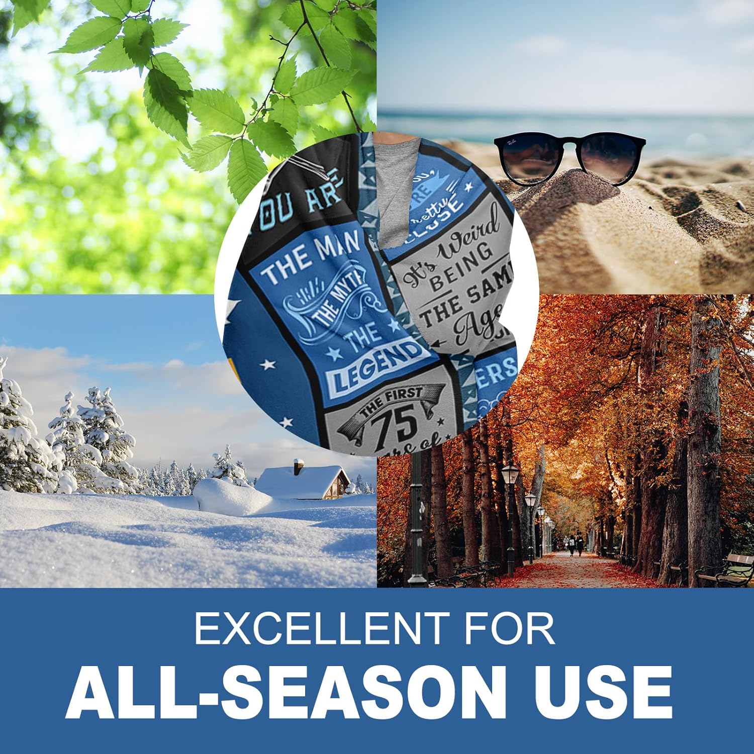 75th Birthday Gifts for Men Women, Best 75th Birthday Gifts for Men Women, 75 Year Old Birthdays Gift for Man, Funny 1950 75 Year Old Birthdays Gift for Man Ideas Blanket 50"X60" - Image 6