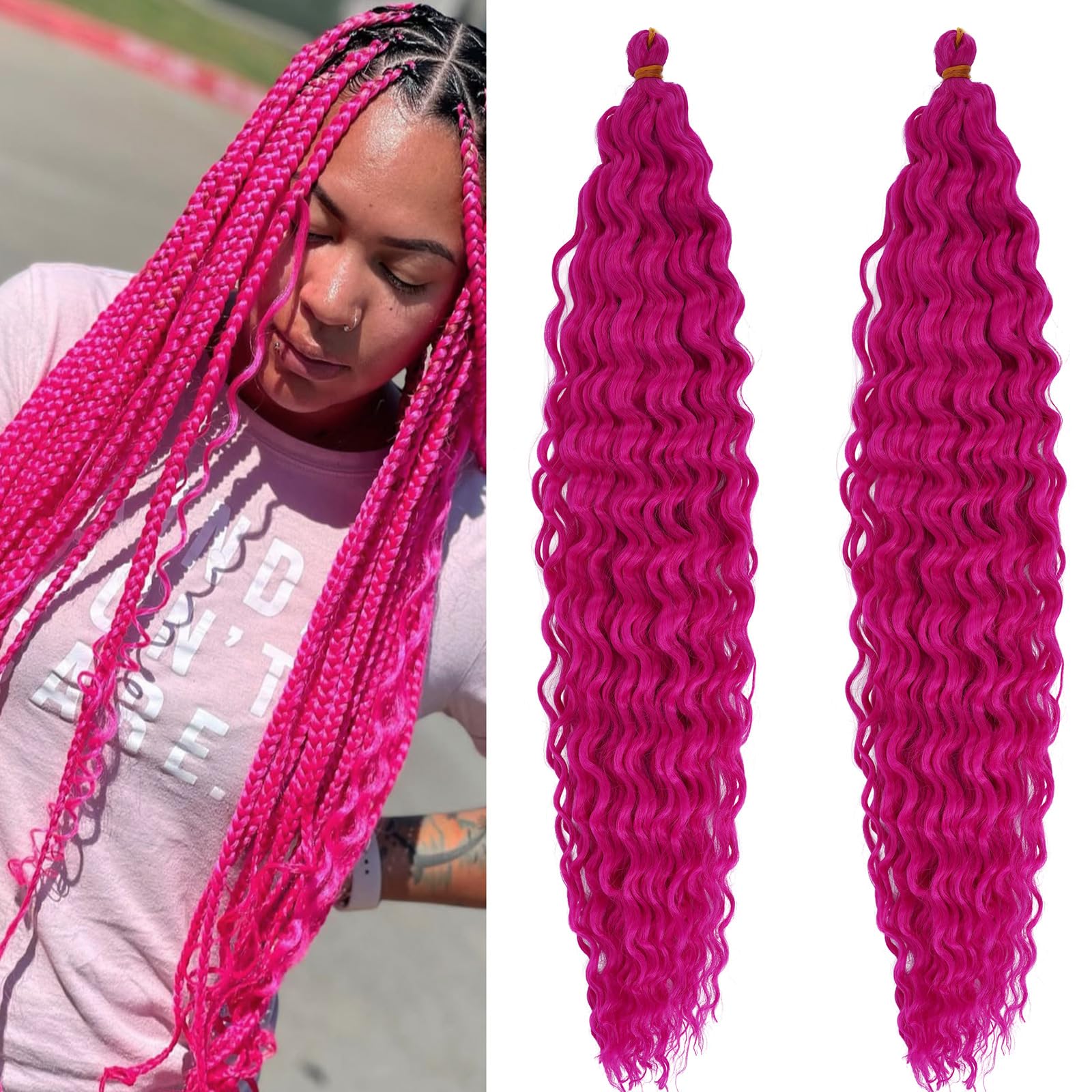 Boho Pink Braided Hair Extensions with Charms Looking for a local festival hair braider who can custom  main image 4