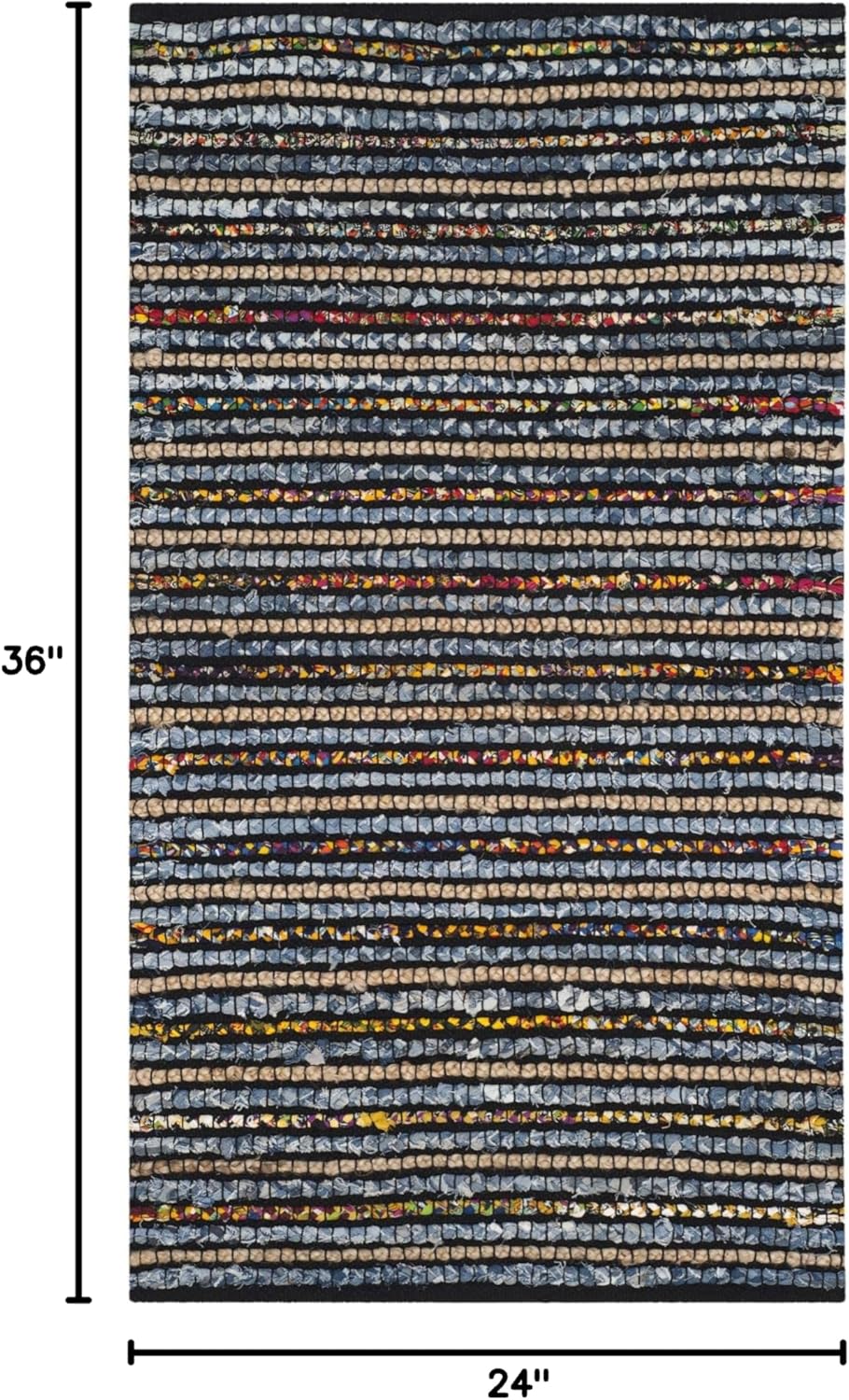 SAFAVIEH Cape Cod Collection Accent Rug - 2' x 3', Multi & Natural, Handmade Flat Weave Braided Cotton & Jute, Ideal for High Traffic Areas in Entryway, Living Room, Bedroom (CAP364A)