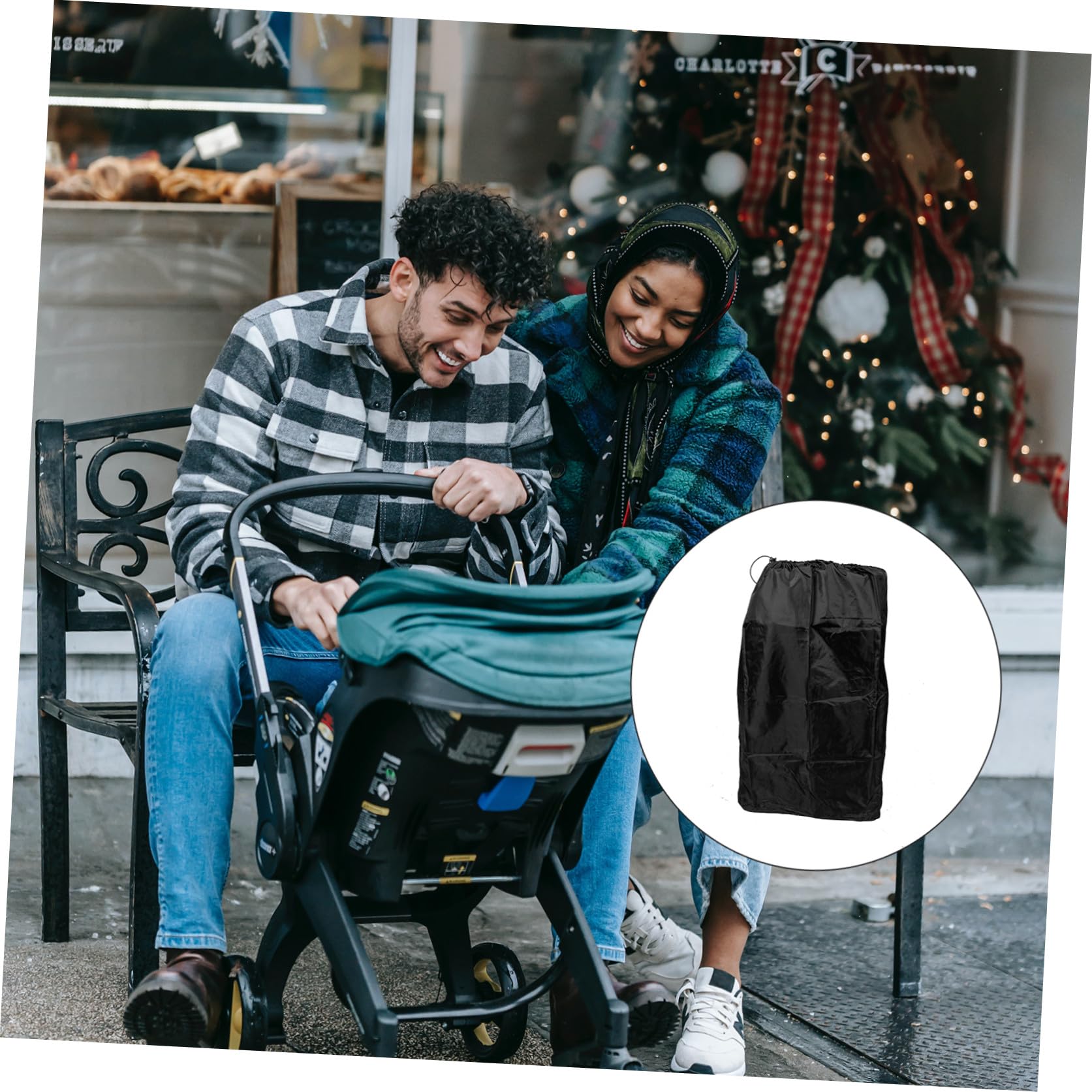 Borsa da Viaggio in Nylon per Passeggino Chiusura a Coulisse e Spallacci, Resistente e Comoda per Trasporto in Aereo Durante Viaggi Carrozzina