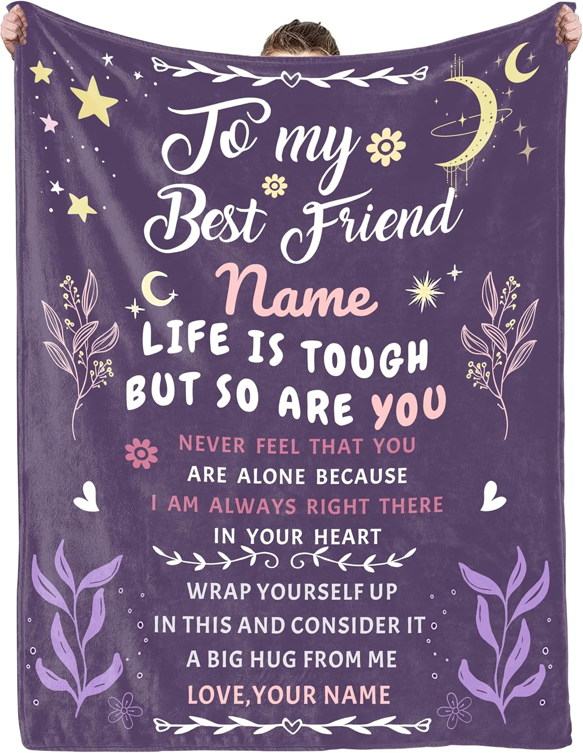 Custom Best Friend Blanket, Personalized Friendship Blanket Gifts for Women, Customizable Name Blankets for Women Bestie, Birthday Christmas Friendsgiving Gifts for Friend