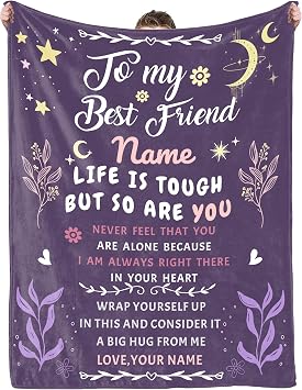 Custom Best Friend Blanket, Personalized Friendship Blanket Gifts for Women, Customizable Name Blankets for Women Bestie, Birthday Christmas Friendsgiving Gifts for Friend