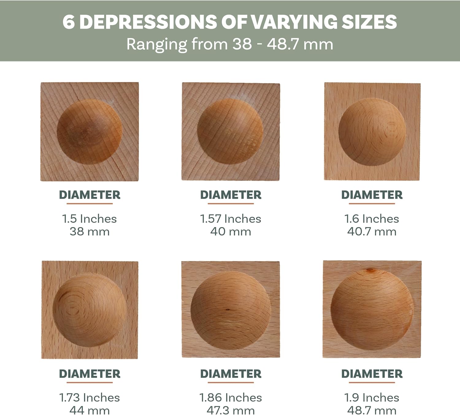 The Beadsmith Wood Doming Block, 2.25 inches, 6 Assorted Sized Domes, with 2 Punches, 3.75 inches, Form, Dome and Shape Metal Blanks