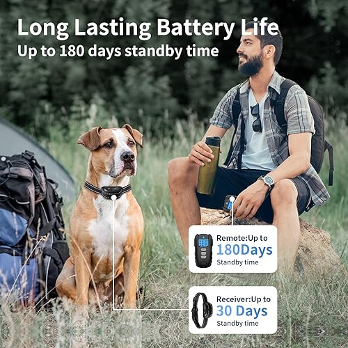 Miniatura 5 de Collar de choque para perro con control remoto, collar eléctrico de entrenamiento para perros de 1650 pies, collar electrónico recargable