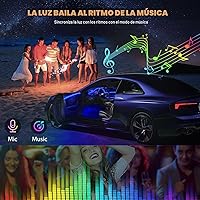 Vista 5 de Tira de luces LED para automóvil, Kits de iluminación ambiental interior USB con control remoto inalámbrico por app y RF, luces de decoración