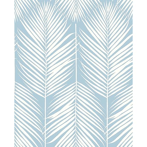 NextWall Palm Silhouette Coastal Peel and Stick Wallpaper (Hampton Blue)
