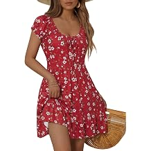 HUHOT Teen Petite Women Floral Short Summer Mini Dresses with Pockets Cute Milkmaid Sundress 2026