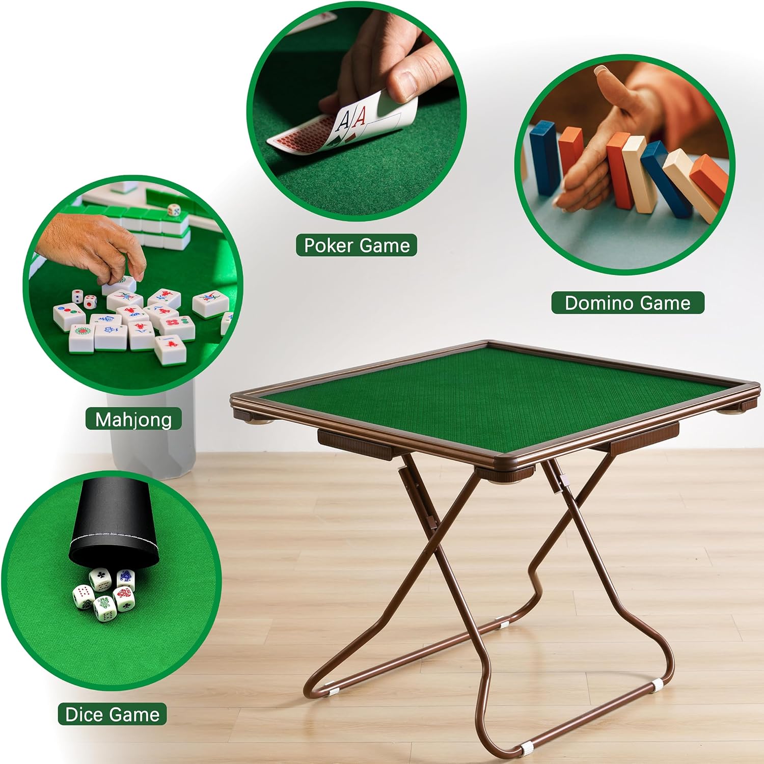 Mahjong Table, 35" Card Tables Folding Square with 4 Cup Holders & 4 Drawers for 4 People, Wear-Resistant Desktop Majiang Table for Poker Cards, Mahjong, Board Games