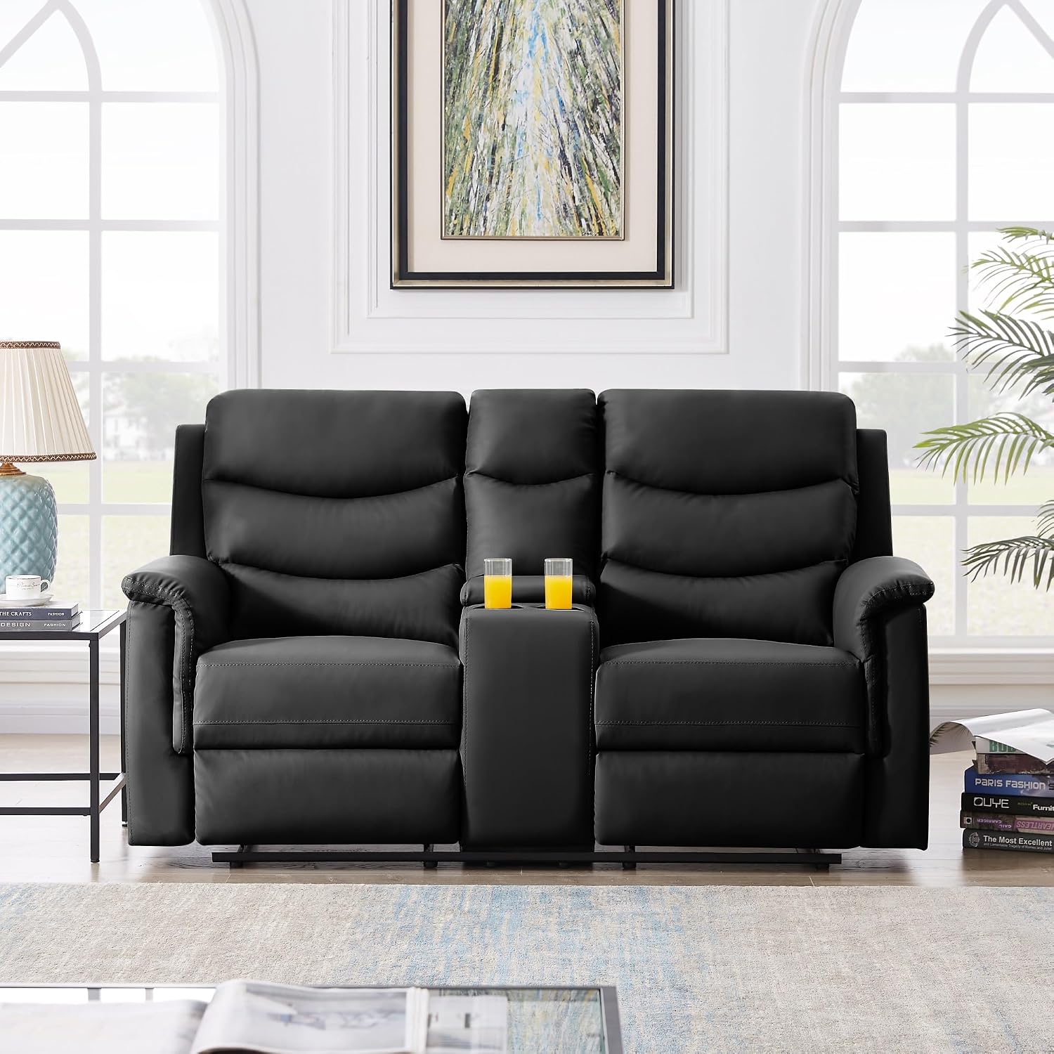 Amazon.com: Familymill 67'' PU Leather Manual Reclining Loveseat Sofa ...