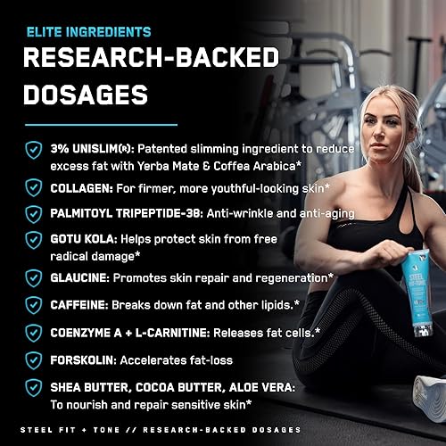 Miniatura 4 de SteelFit Steel Fit + Tone  Crema tensora de la piel para el cuerpo  30-45 días de suministro  Loción corporal reafirmante para la piel las 24 horas,