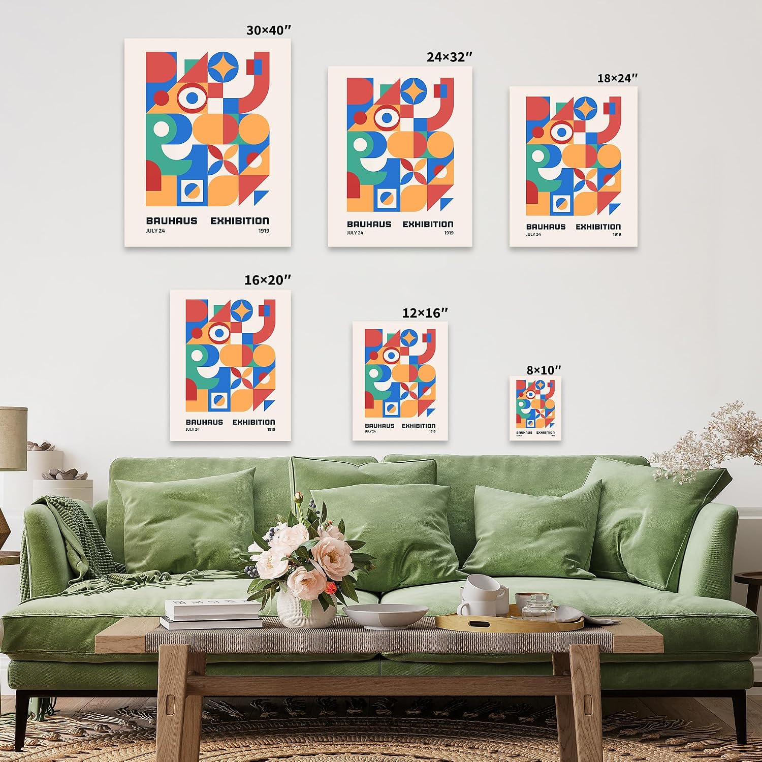 Poster Master Vintage Bauhaus Canvas - Retro Geometric Print - Mid Century Art - Gift for Him, Her, Men, Women - Abstract Wall Decor for Office, Living Room, Bedroom - 8x10 STRETCHED Canvas