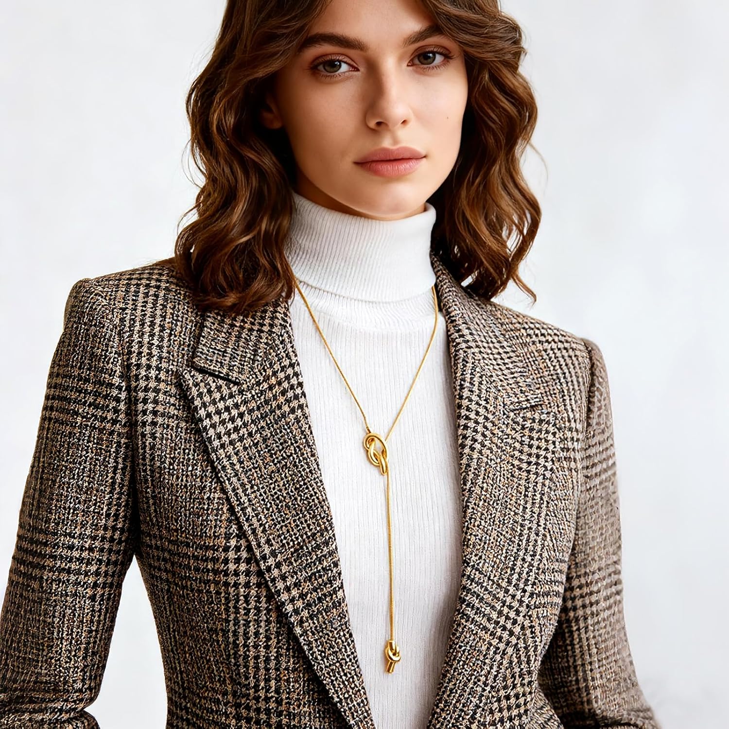 Lariat Necklace for Women Dainty Long Necklaces 14K Gold Plated Knot Drop Y Chain Simple Adjustable Trendy Jewelry Gifts - Image 4