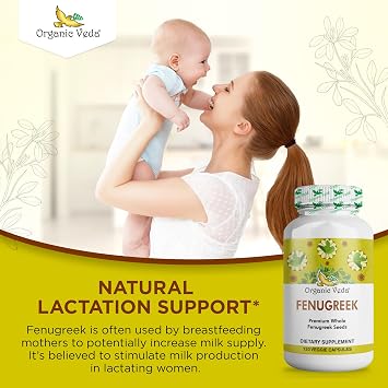 Organic Veda Fenugreek Capsules 120 100% Pure and Natural Raw Herb Super Food Supplement. Non GMO, Gluten Free. US FDA Registered Facility. Kosher Certified.All Natural