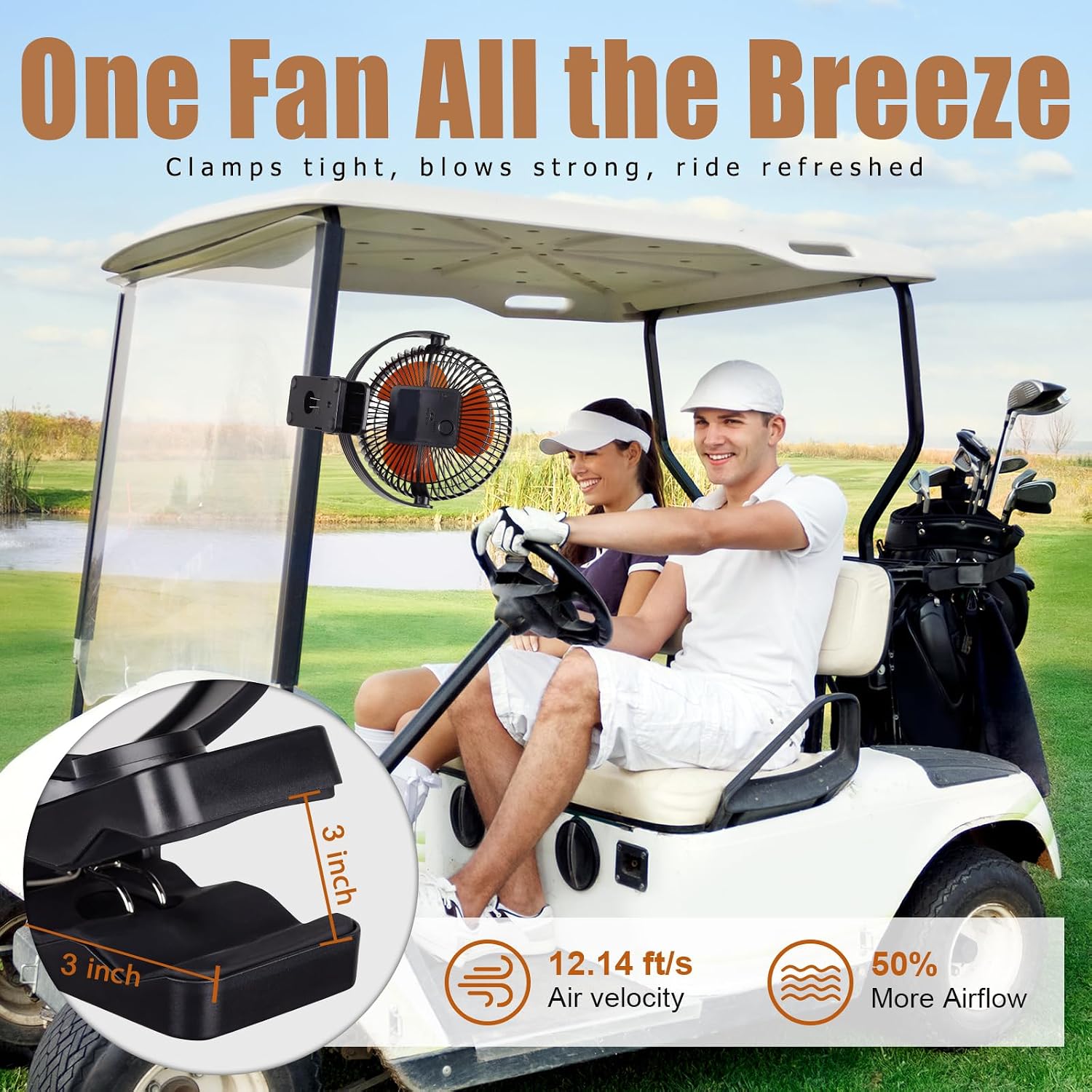 8-Inch Clip on Fan, Portable 720° Adjustment Rechargeable Battery Operated Desk Fan, 10000mAh Quiet Car Fan with 3 Speeds for Stroller Golf Cart Camping Bedroom Office Outdoor Travel, Table